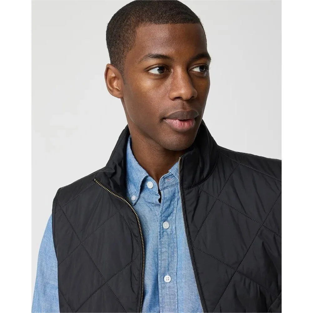 J. Crew Men's Quilted Walker Vest in Black Size S LIKE NEW